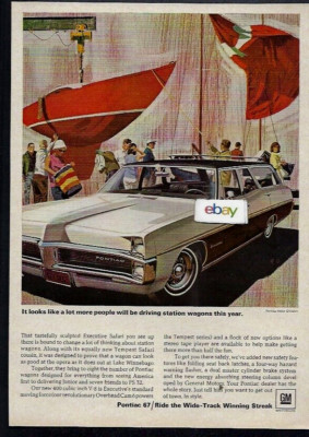 PONTIAC AUTO DIVISION OF GM 1967 STATION WAGON EXECUTIVE SAFARI SAILING BOAT AD
