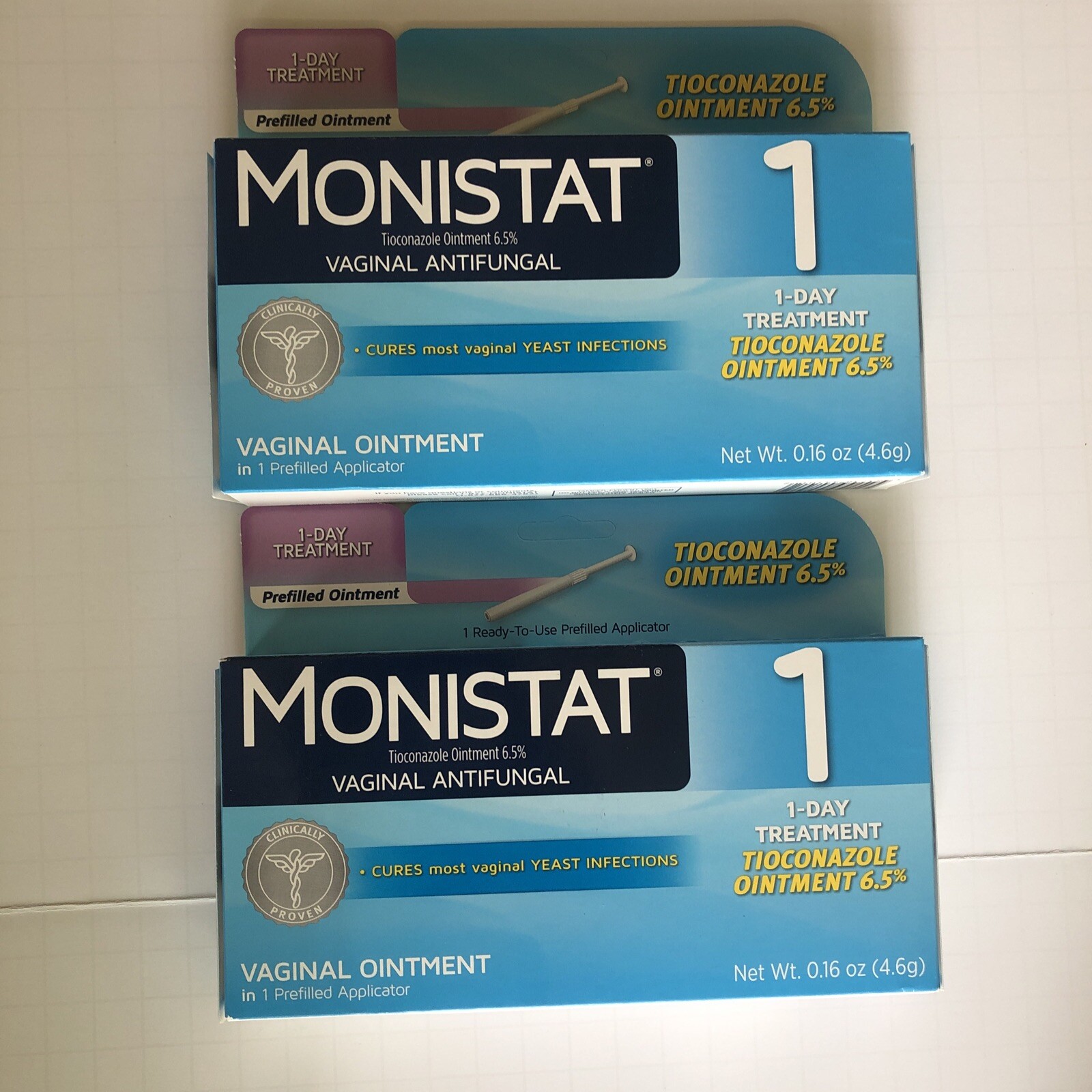 2 Pack Monistat 1 Day Yeast Infection Treatment Tioconazole Ointment Applicator