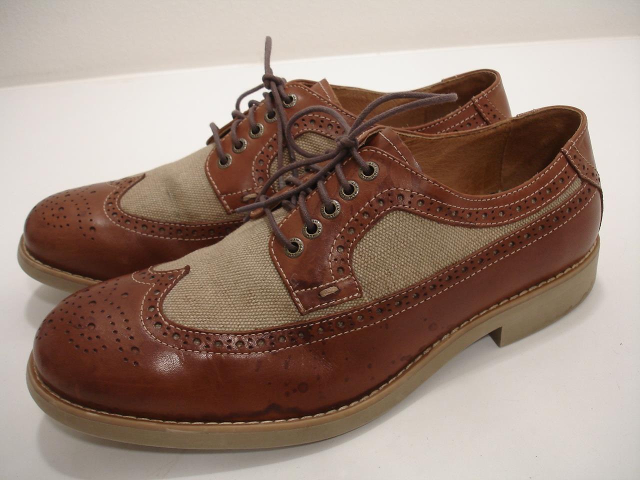 SAOLA Scarpe Johnston & Murphy da uomo 9 5 M Conard Wingtip marroni pelle lino marrone chiaro estate