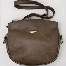 Vintage 80s LIZ CLAIBORNE Crossbody Purse Bag Classic Pebbled Leather Brown