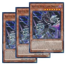 Yugioh - Red-Eyes Metal Claws Dragon x 3 - 1st Edition Super Rare NM - Free Holo