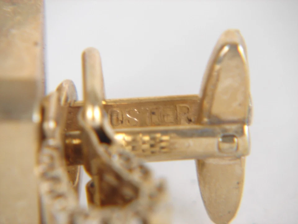 Gemelos chapados en oro envolventes de vidrio de prisma verde facetado Foster vintage Foto 3 de 3