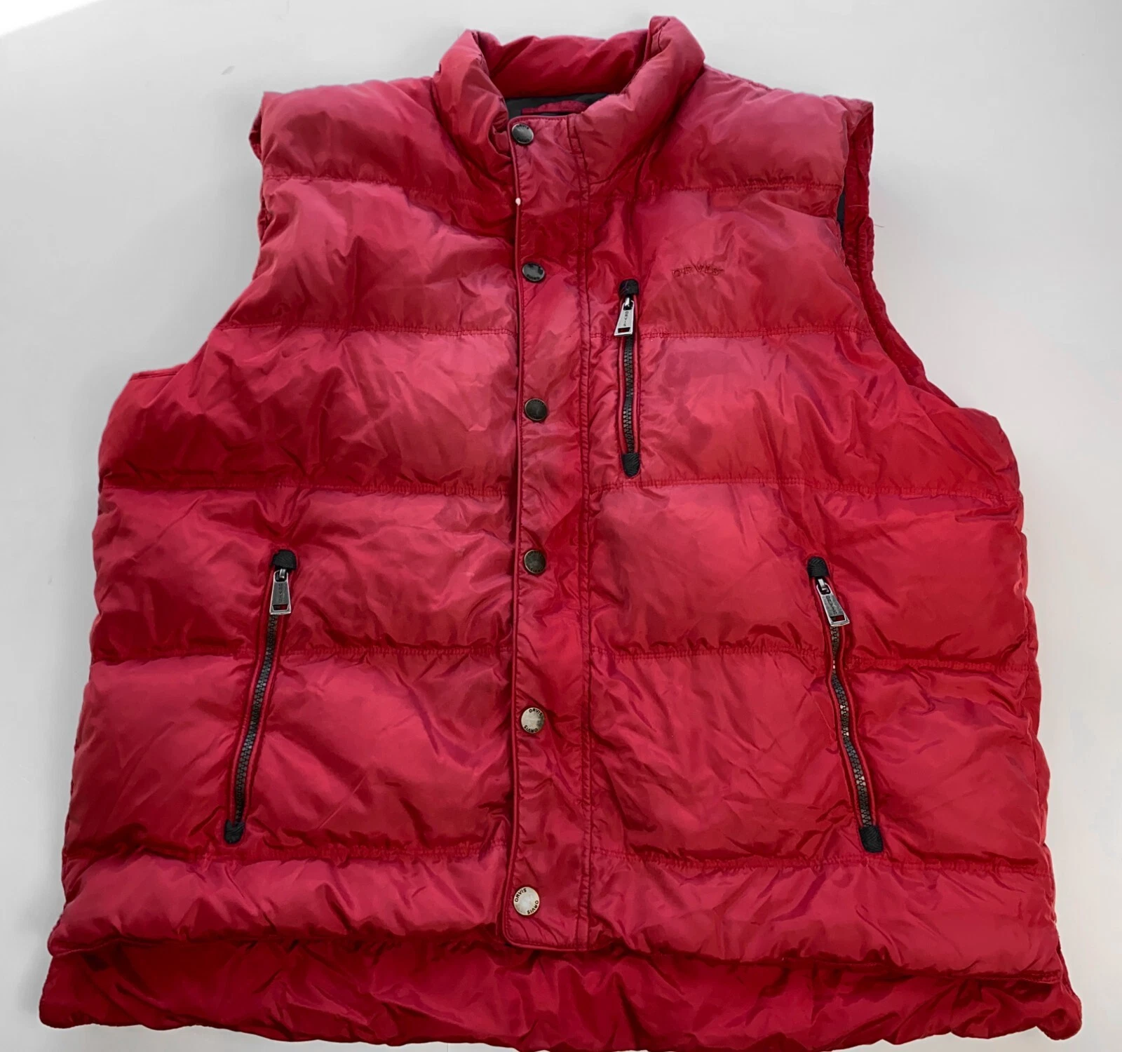 VTG ORVIS Vest Men's XL (Extra Large) Red Puffer Down Filled Full Zip/Snap Vest
