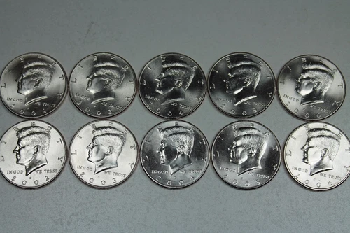 2002 2003 2004 2005 2006   P+D Kennedy Half Uncirculated Mint Roll Set 2002-2006