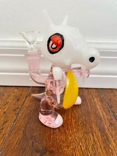 5" Premium Glass Water Pipe Art Pink Cubone Pokemon Mini Bubbler 14mm - Picture 3 of 4