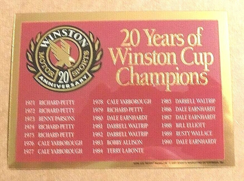 NASCAR 20 YEARS OF WINSTON CUP CHAMPIONS AUTOGRAPHED ACRYLIC CARD SET
