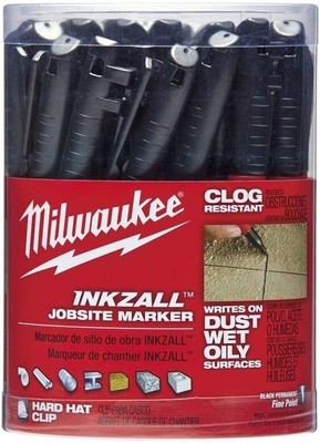 Milwaukee 48-22-3100 Inkzall Jobsite Fine Point Black Permanent Marker, 48 Pack