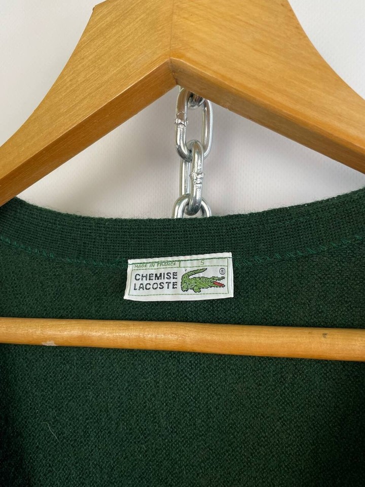 Lacoste France vintage womens oversized wool cardigan sweater y2k green