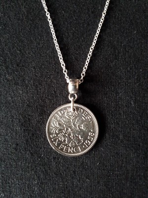 English Sixpence Coin Necklace. Choice 