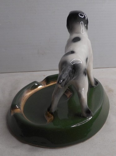 Posacenere cane ceramica vintage MCM bianco e nero setter inglese 7" L x 5-1/4" x 5"H - Foto 4 di 5