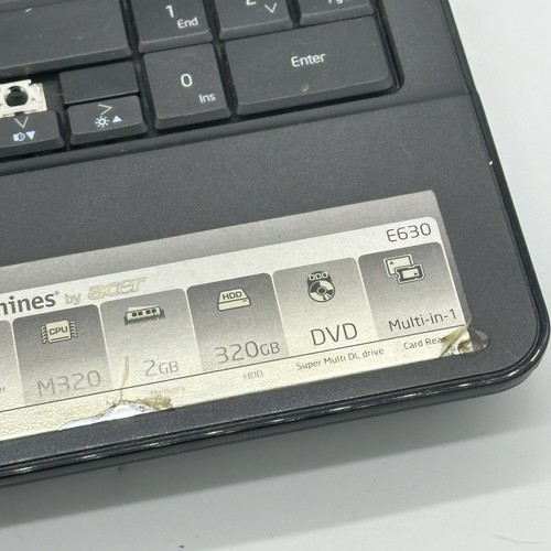 Emachines Acer E630 Laptop Notebook Computer Black Parts Doesn’t Power On - Picture 4 of 14