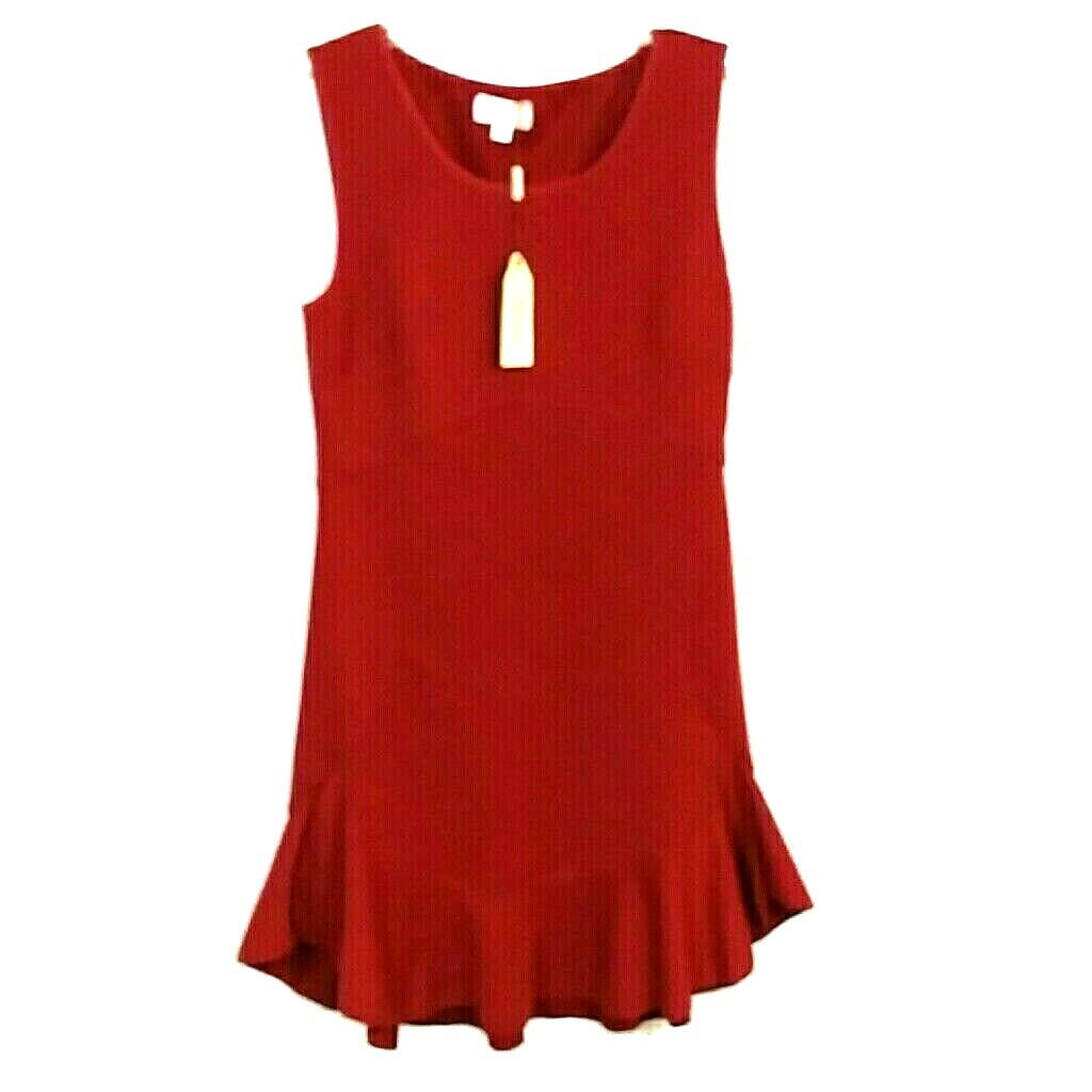 Max Studio MSSP Womens M Dress Red Sleeveless Ruffle Bottom Fitted Dress Max Studio MSSP Womens M Dress Red Sleeveless Ruffle Bottom Fitted Dress