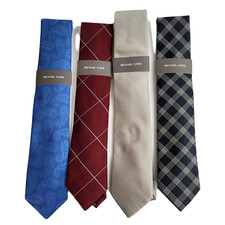 Michael Kors Necktie Lot Mens One Size 4 Ties Various Colors and Patterns NEW