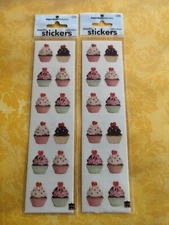 2 pks Cupcakes Stickers Paper House Productions Made In USA NIB -Valentine