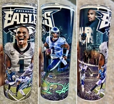 NEW! PHILADELPHIA EAGLES FOOTBALL JALEN HURTS 20 OZ STAINLESS STEEL TUMBLER CUP