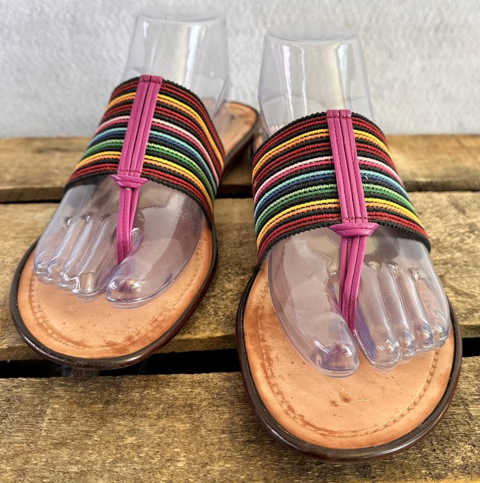 Callisto Sandals Rainbow Slides Flats USA Made Women’s 11 Colorful Summer - image 2 of 4