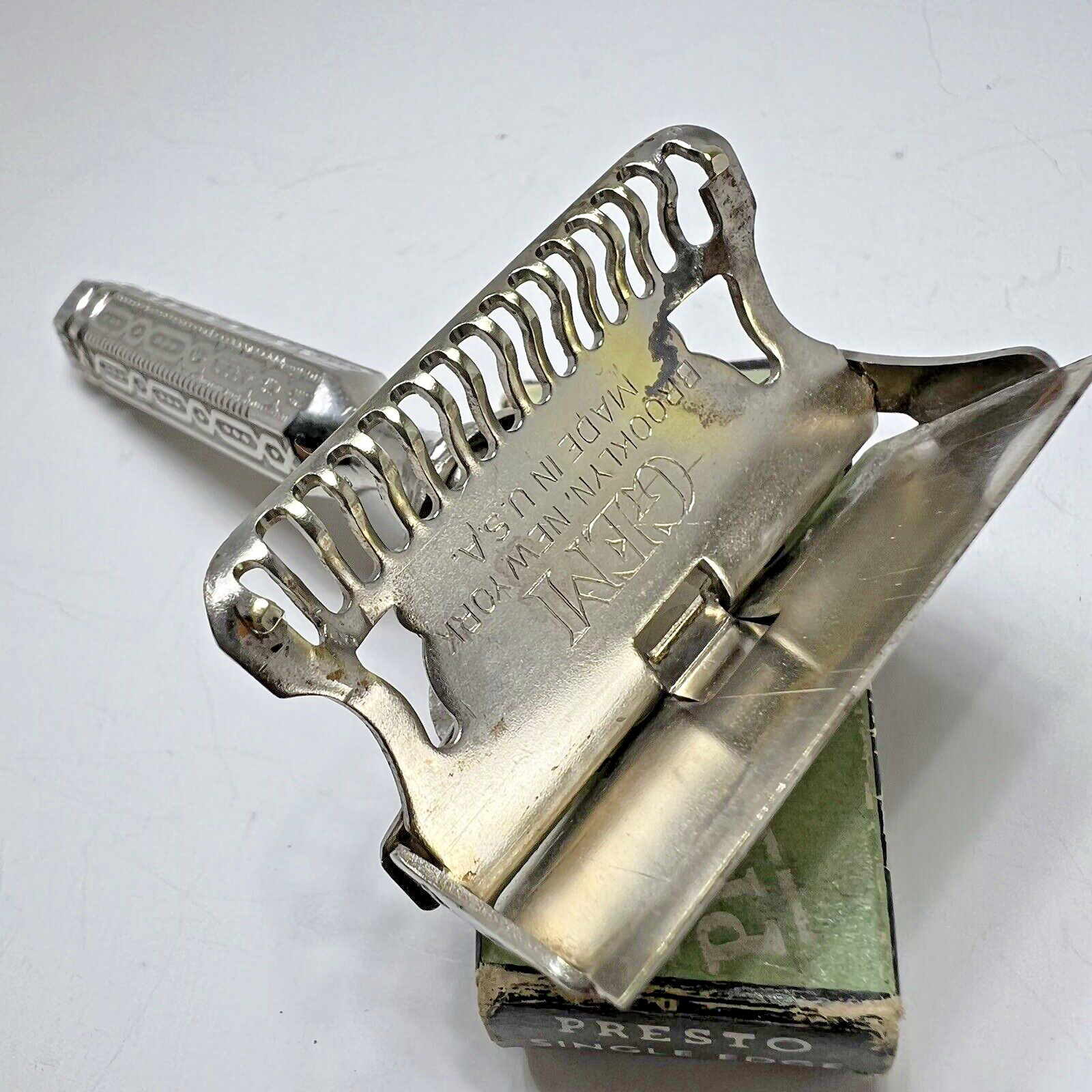 GEM Junior Vintage Single Edge Safety Razor [Pat'd 1912] Art Deco Handle