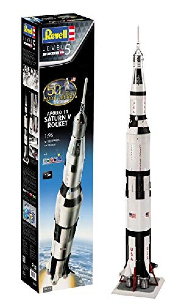 Revell- Apollo 11 Saturn V Rocket Kit di Modelli in plastica, Colore Bianco, 037