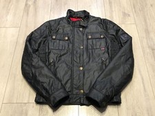 Womens BELSTAFF GOLD Label Black Jacket Nylon Waxed Size L Made in Italy RRP£540