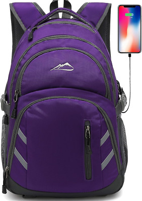 ''Stylish Purple USB Backpack with Anti-Theft''