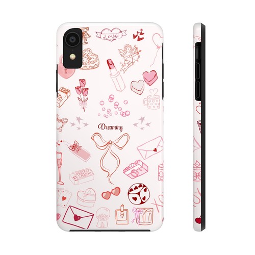 Cute Pink Tough Phone Cases, Red Graphics, Girly Protective Case. - 第 85/108 張圖片