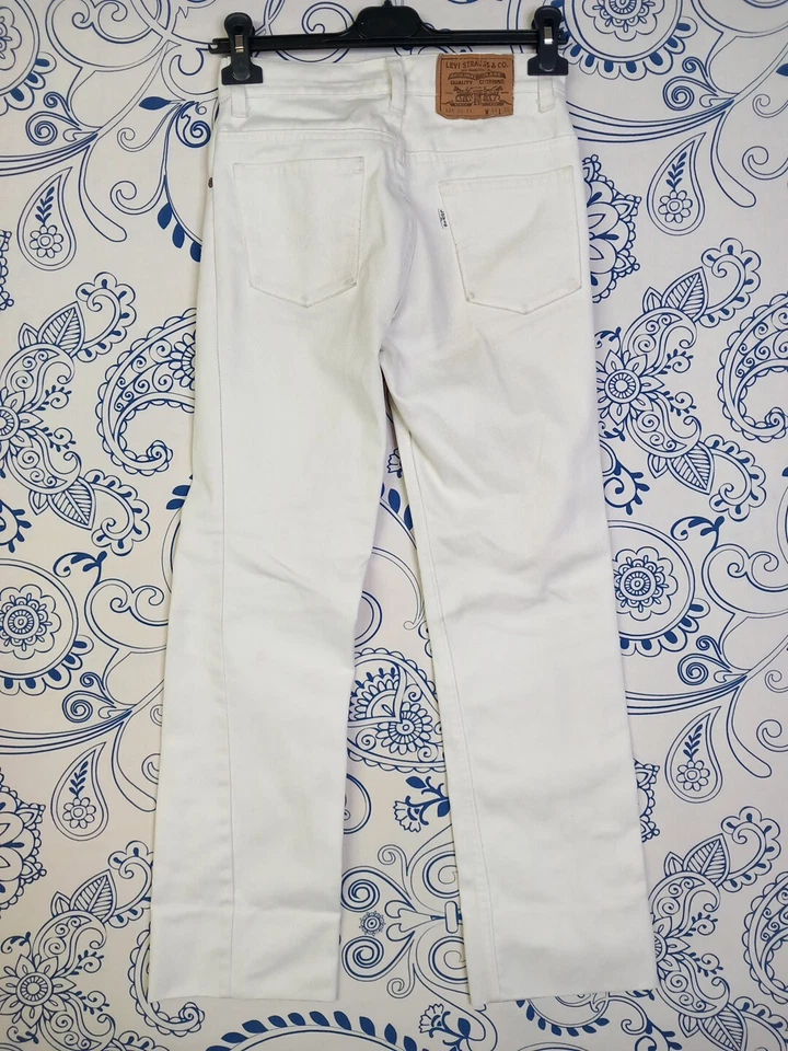 LEVI'S 630 Made In France W28 L36 JEANS BIANCO WHITE DENIM ZIP PANTALONES BLANCO - Immagine 2 di 4