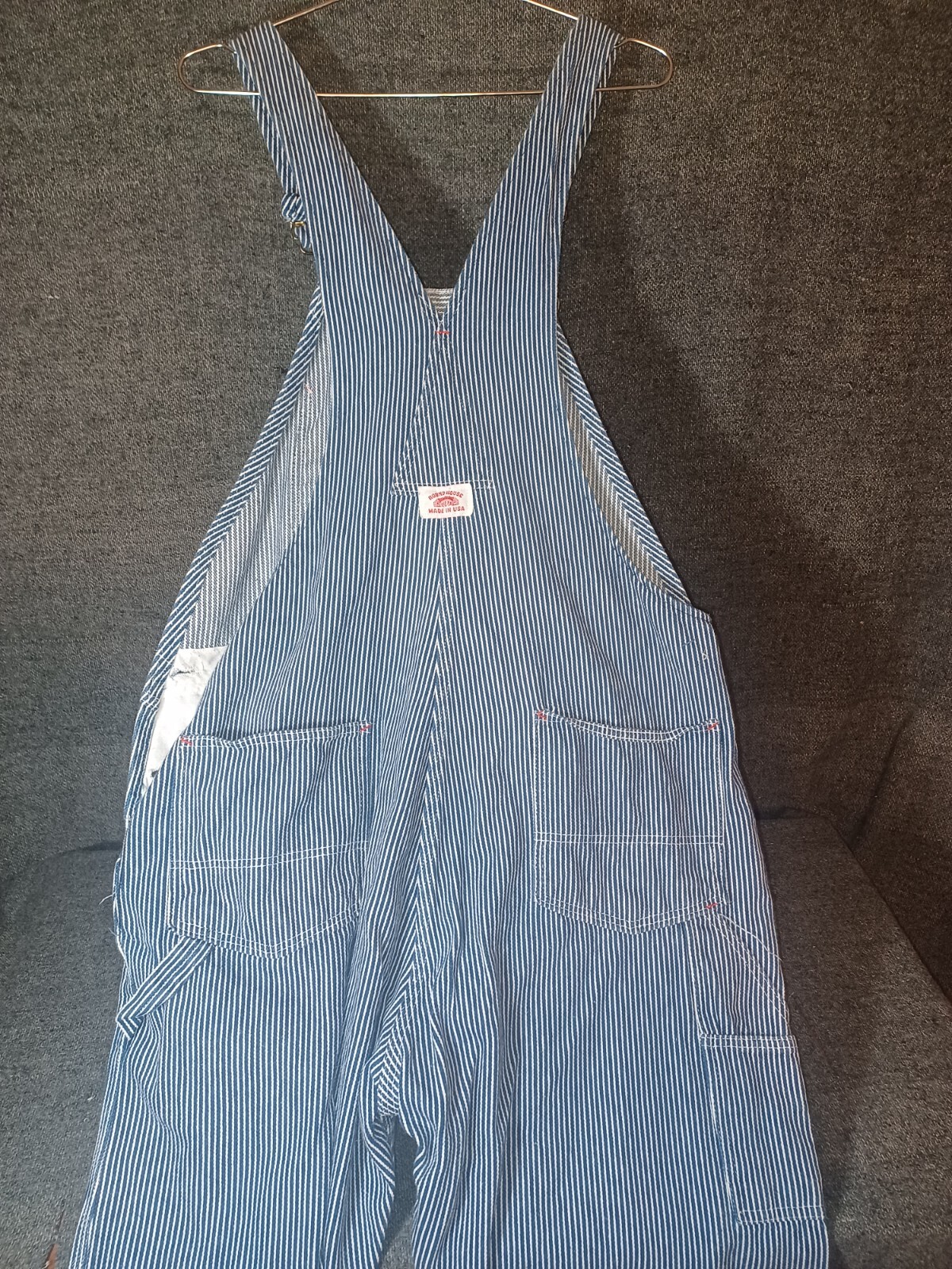 MEN'S ROUNDHOUSE BIB OVERALLS COVERALLS HICKORY STRIP… Gem