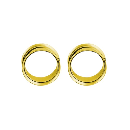 Pair of Surgical Steel PVD Gold Double Flare Ear Tunnels Earlets Gauges Plugs - Picture 86 of 109