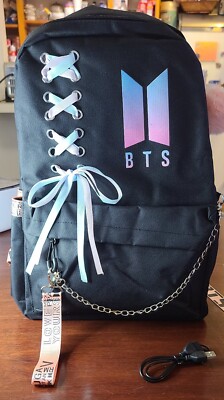 BTS Black Pink Backpack Music K-Pop Band Jimin J-Hope Jin Jung
