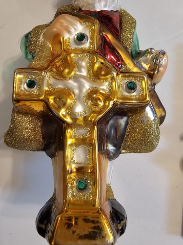 Weihnachtsschmuck geblasenes Glas handbemalt irischer Weihnachtsmann mit keltischem Kreuz... - Bild 8 von 11