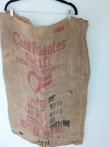 Vintage Burlap Feed Sack Bag Farm Decor Baltimore Argentina Spanish Stamped 80s - Picture 4 of 10