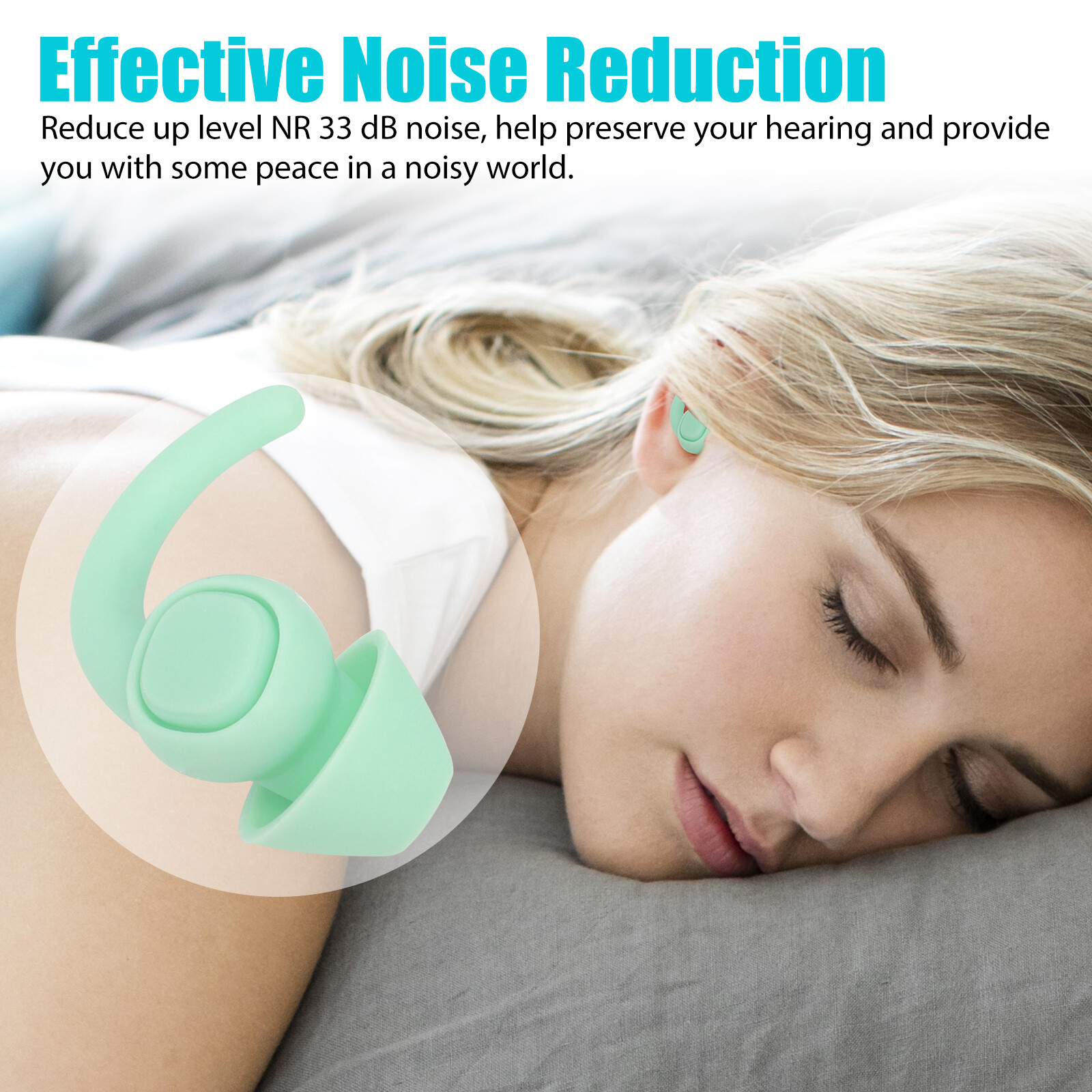 2 Pairs Silicone Ear Plugs Waterproof For Sleeping Noise Cancelling