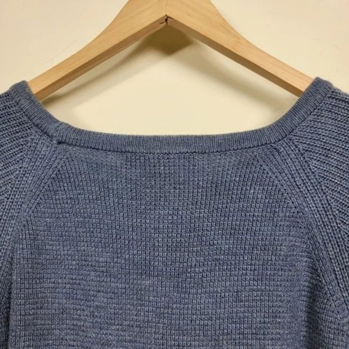 INC Waffle Knit Sweater Top Womans Size PM Blue Side-Zip Crew Neck - Picture 7 of 12