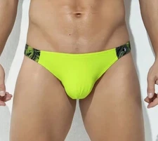 New Men's Sexy Neon Yellow Brazilian Swim Thong w/Enhanced Contoured Pouch-Gay