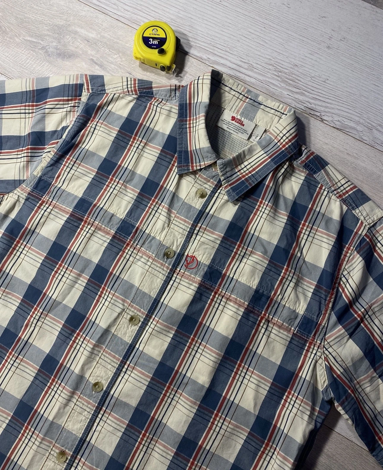 Fjallraven Mens Plaid Short Sleeve Hiking Shirt Size L Outdoor Trekking