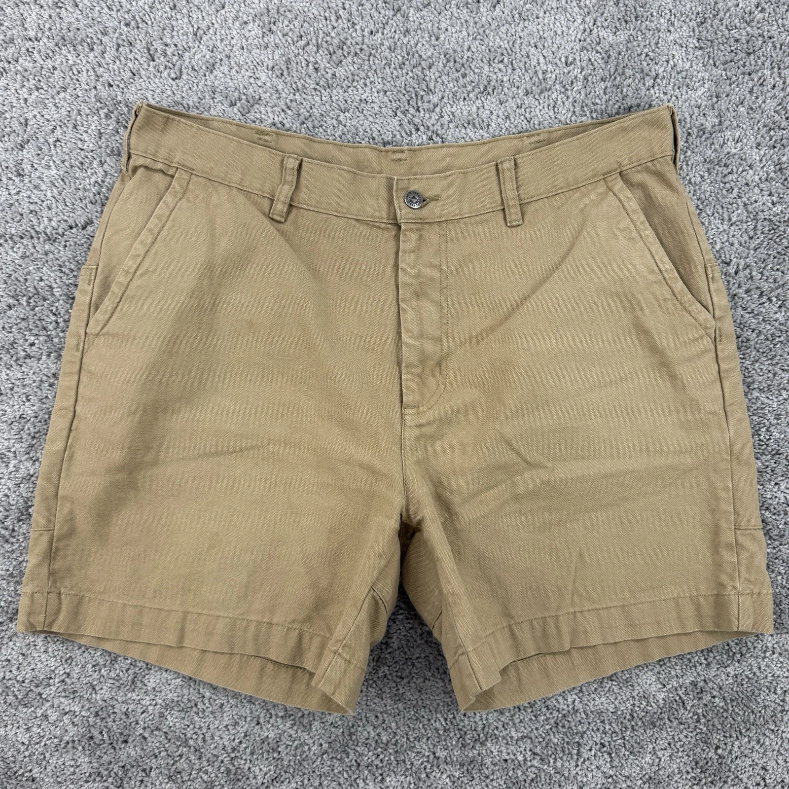 Patagonia Stand Up Shorts Men 38 Khaki VTG Y2K 100% Organic Cotton Canvas Hiking