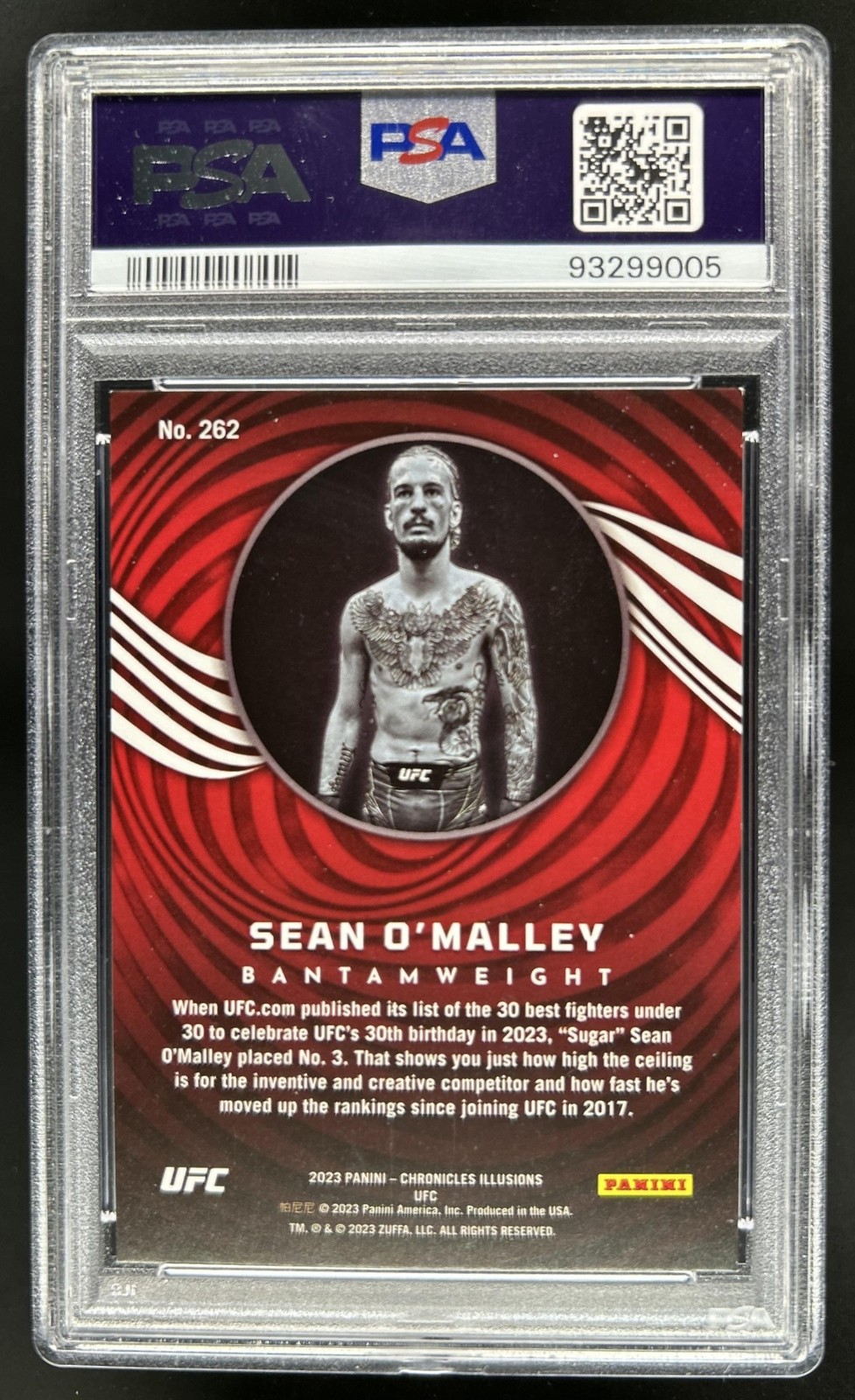 2023 Chronicles UFC Sean O'Malley Gold #/10 PSA 8 view 2
