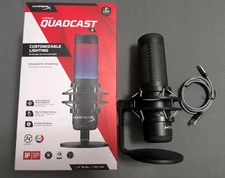 HyperX QuadCast S Wired Condenser Microphone Black - Tap-to-Mute Sensor with LED