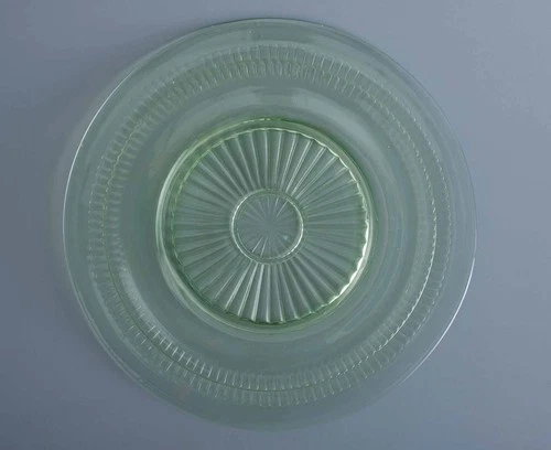 Depression Glass Roulette Green 11.5 Inch Serving Plate