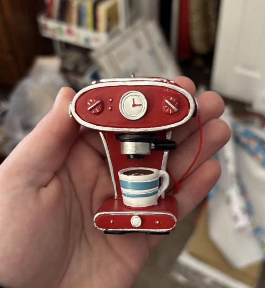 World Market Red Coffee Machine Christmas Ornament Hanging Decorative Holiday
