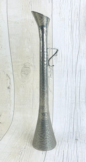 Rare Modernist Val David Quebec hammered pewter tall soliflore vase