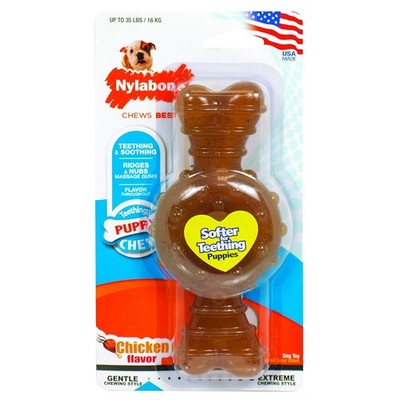 Nylabone Puppy Chew Chicken Flavored Medium Ring Bone for Dogs up to 35lbs