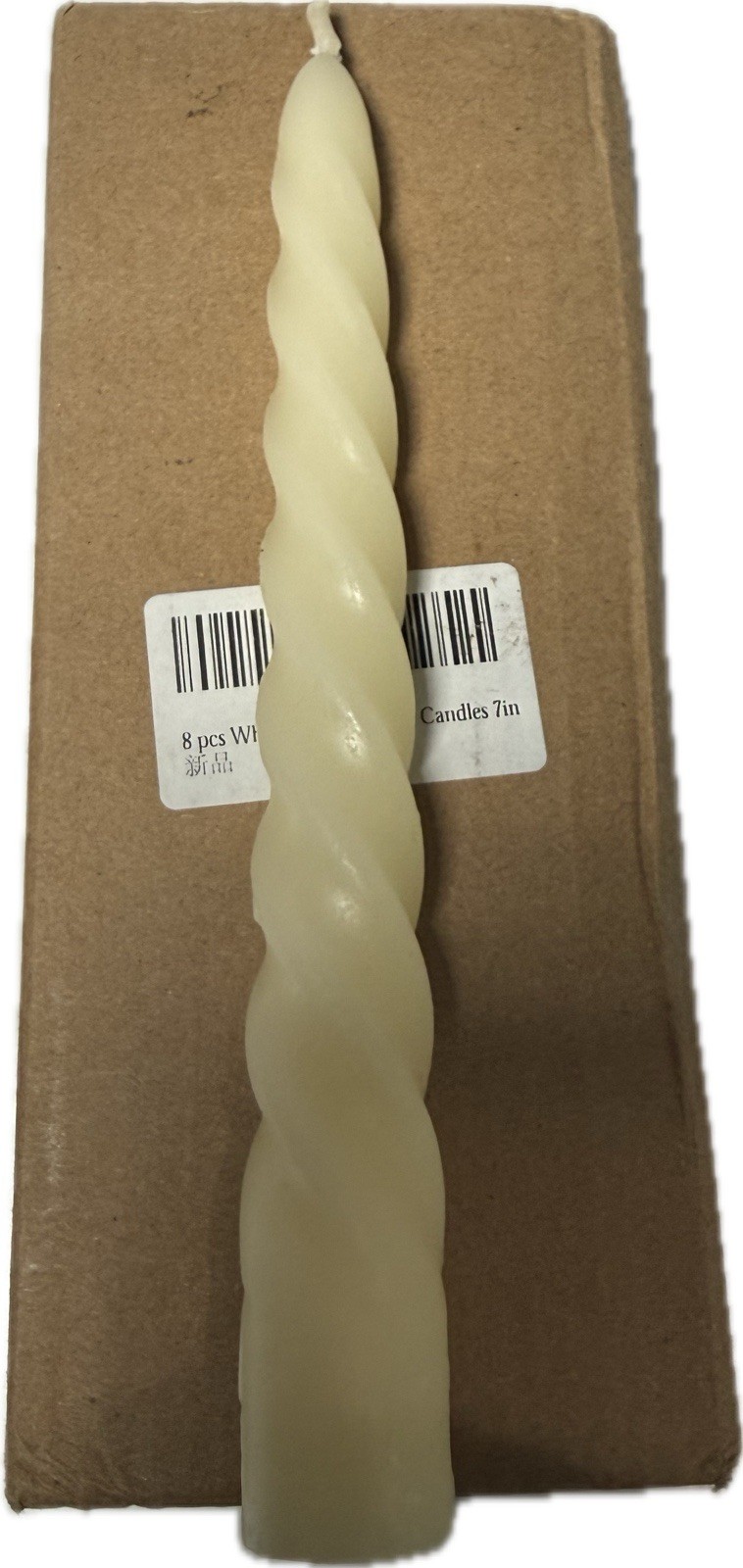 Spiral Bees Wax Tapered Candle White
