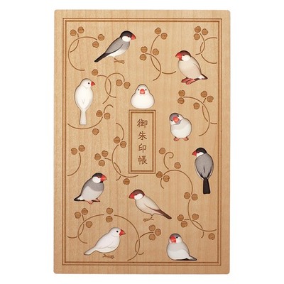 Goshuincho Temple Stamp Book Wood Cover Javan Sparrow Japan