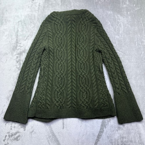 Ralph Lauren Hand Knit Olive Green Wool Cashmere Blend Cable Knit Cardigan L - Picture 7 of 7