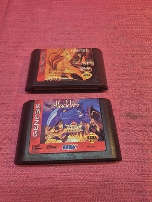 Sega Genesis 2 Game Lot Disneys Aladdin & The Lion King Cartridges Tested