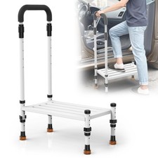 Adjustable Height Car Step Stool with Handrail for RV, SUV Truck,up to 800 lbs