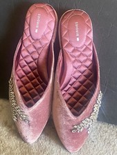 Birdies the Swan Blue Velvet Mules, Size 8, Pointed Toe, Slip-On, Cushioned