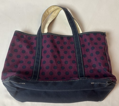 Vintage L.L. Bean Boat & Tote Bag lila blau gepunktet Tasche monogrammiert "Avery" - Bild 2 von 11