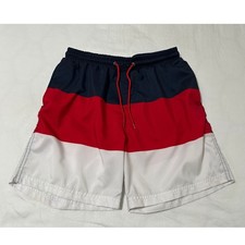 Club Room Mens Swim Trunks Colorblock Navy Red White Board Shorts Size Small